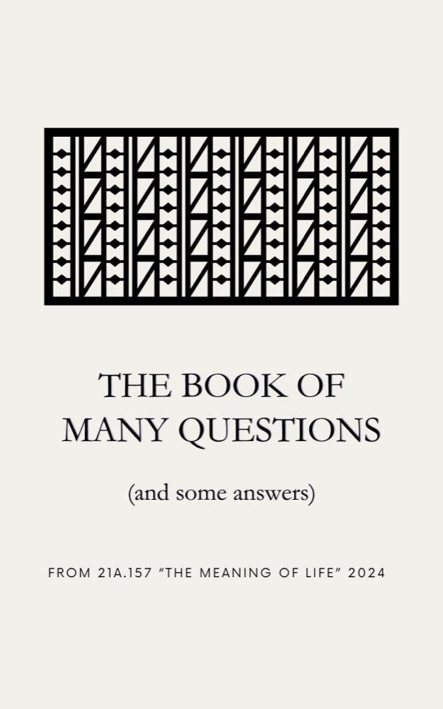 Cover of The Book of Many Questions, made by the 2024 class